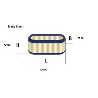 Ovalluftfilter 121 x70 x72 mm fr KAWASAKI FC290V, FC290V S04, FC290V S05,